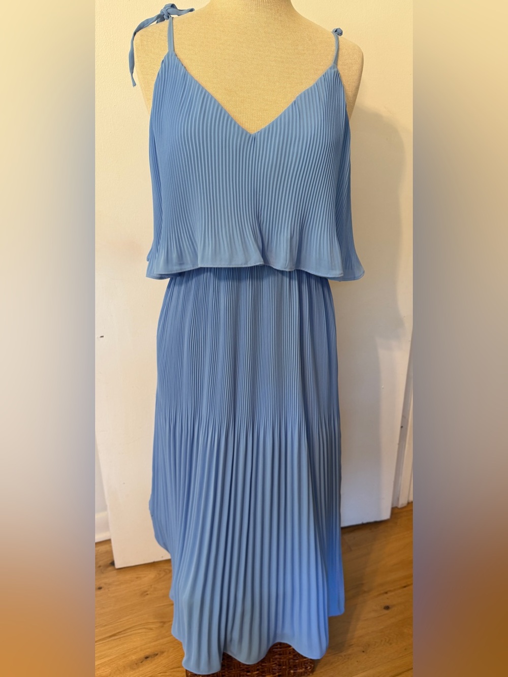 Adelyn Rae Sky Blue Pleated Maxi Dress